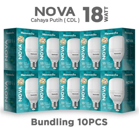 Hannochs Lampu Bohlam LED NOVA 18W Cahaya Putih Paket Isi 10pcs