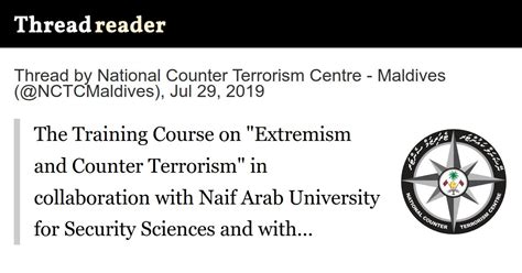 Thread By Nctcmaldives The Training Course On Extremism And Counter