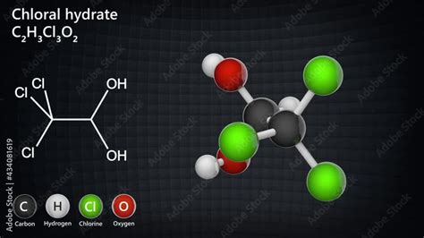 Chloral Hydrate Sedative And Hypnotic Drug Molecule C H Cl O D