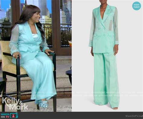 Wornontv Angela Bassetts Blue Organza Blazer And Pants On Live With Kelly And Mark Clothes