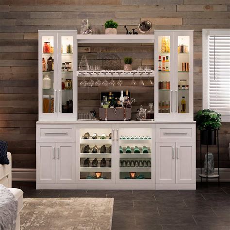 Home Wine Bar Cabinet 8 Piece Set With Display And Stemware Shelves By Newage Products Home