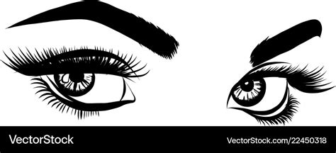 Detailed Female Eyes With Long Eyelashes Vector Image