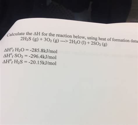 Oneclass Calculate The Delta H For The Reaction Below Using Heat Of