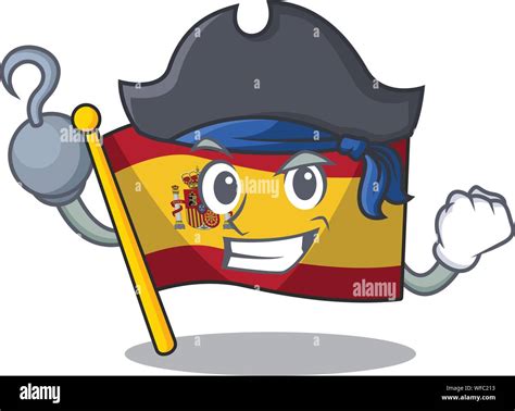 Pirate Character Spain Flags Formed With Cartoons Stock Vector Image