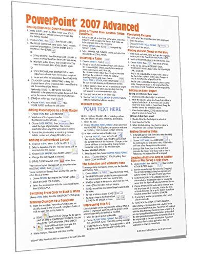 Microsoft Powerpoint 2007 Advanced Quick Reference Guide Cheat Sheet