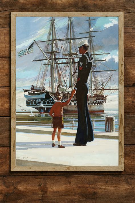 Heritage Us Navy Recruiting Poster 1959 Vintage Ship Print A4 Single