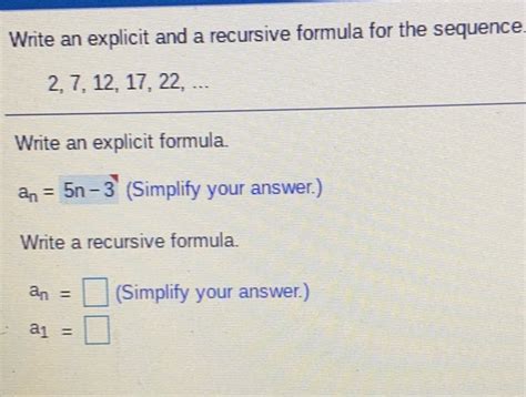 Solved Write An Explicit And A Recursive Formula For The Sequence 2