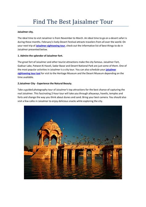 Ppt Find The Best Jaisalmer Tour Powerpoint Presentation Free