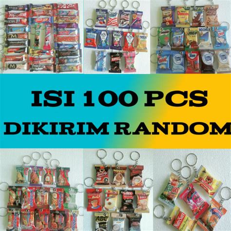 Jual Gantungan Kunci Souvenir Miniatur Snack Isi 100 Pcs Shopee Indonesia