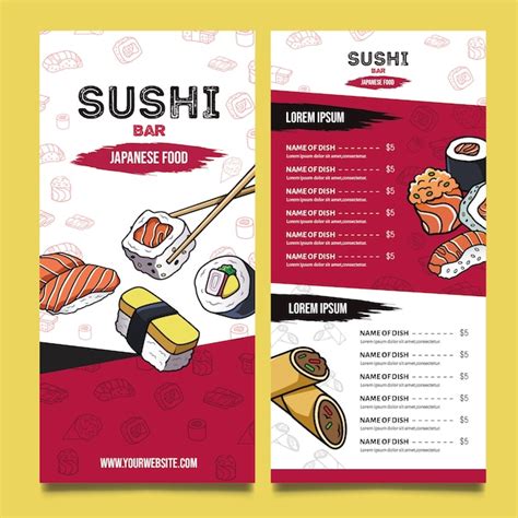 Free Vector Delicious Sushi Restaurant Menu Template