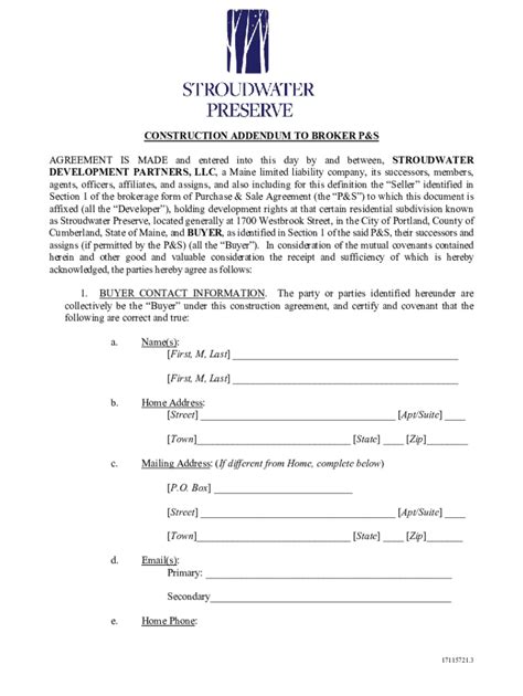 Fillable Online Agreements And P And S Specific Addenda Condominium Sample Fax Email Print