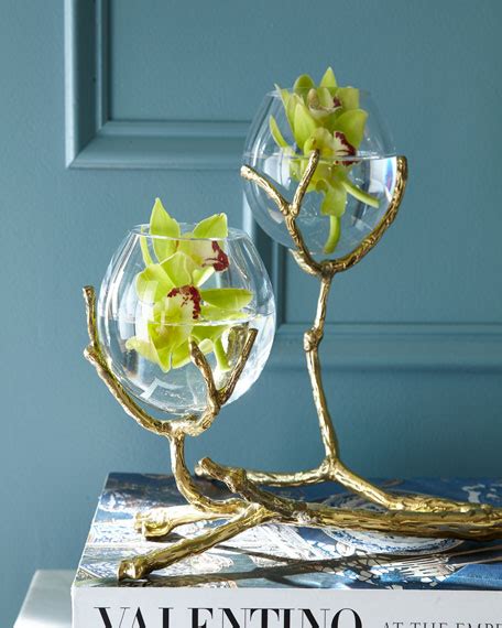 Global Views Twig Brass Two Vase Holder Neiman Marcus