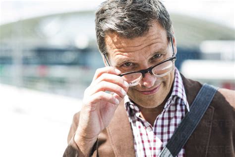 Mature Man Wearing Glasses Portrait Stock Photo