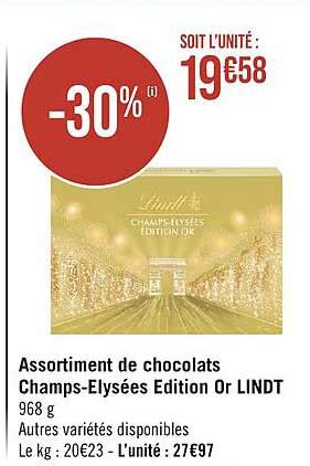 Promo Assortiment De Chocolats Champs elysées Edition Or Lindt chez