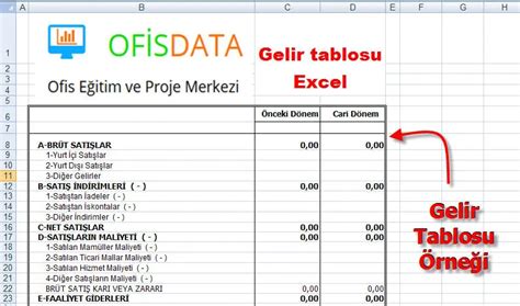gelir tablosu excel ofisdatacom