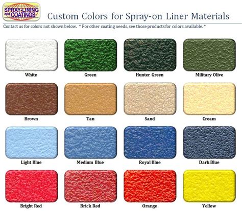 Spray Lining Color Chart Truck Bed Liner Paint Truck Paint Bedliner