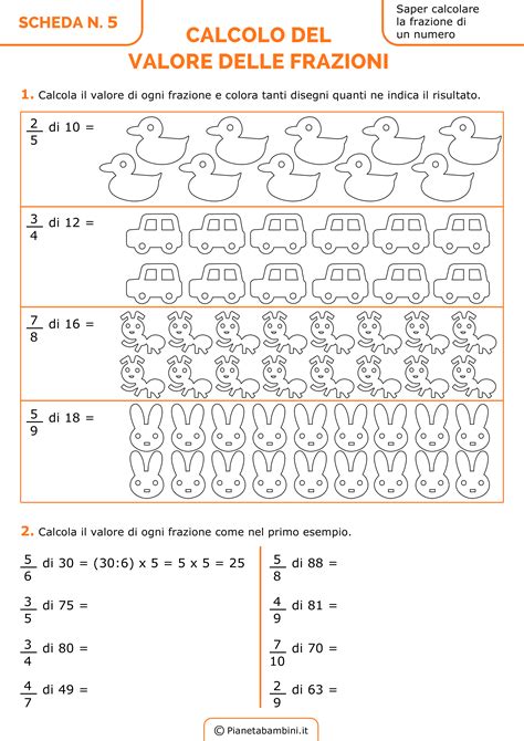 Le Frazioni Esercizi Per La Scuola Primaria Pianetabambini It