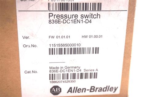 New Allen Bradley 836e Dc1en1 D4 Pressure Switch Sera 836edc1en1d4 Sb Industrial Supply Inc