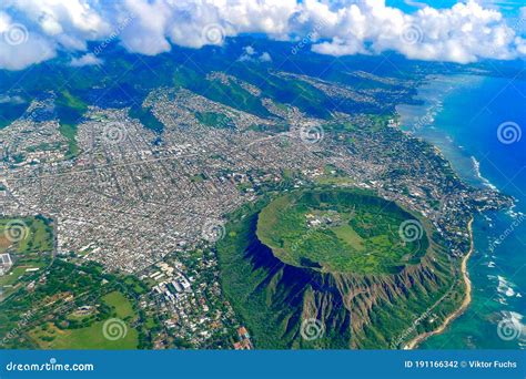 Diamond Head Oahu Aerial View Stock Photo - Image of holiday, outside ...