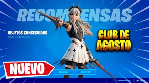 Nueva Skin Del Club De Fortnite De Agosto Youtube