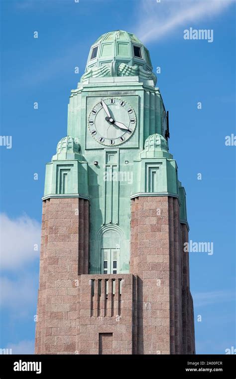 Clock Tower Central Station Helsinki Finland Stock Photo Alamy