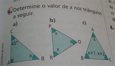 4 Determine O Valor De X Nós Triângulos A Seguir Br