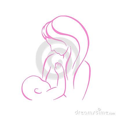 Breast Feeding Vector Sign Mother Holding Newborn Baby In Arms