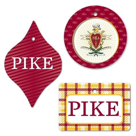 Pi Kappa Alpha Ornament Set Of 3 Shapes Victorystore