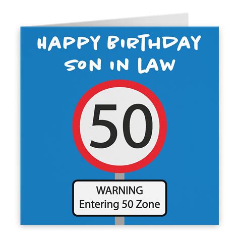 Son In Law 50th Birthday Card Special Son In Law Warning Etsy Uk