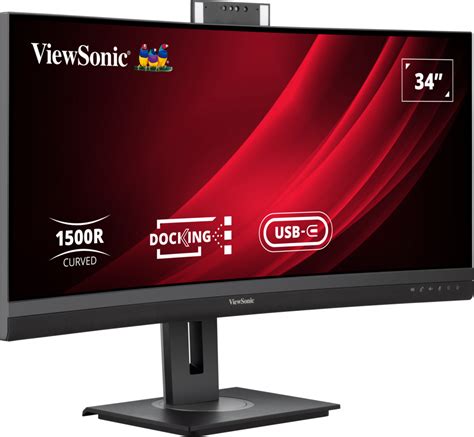 ViewSonic VG-Series Ergonomic Business Monitor — 34" Curved WQHD (3440x1440) Ultrawide KVM (WEBCAM / SINGLE) (VG-34UWQ-WEBCAM-SINGLE)