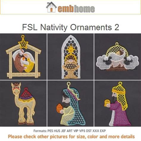 Fsl Nativity Ornaments Free Standing Lace Machine Embroidery Etsy