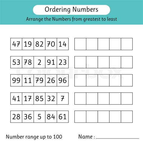 Ordering Numbers Worksheet Arrange The Numbers From Greatest To Least