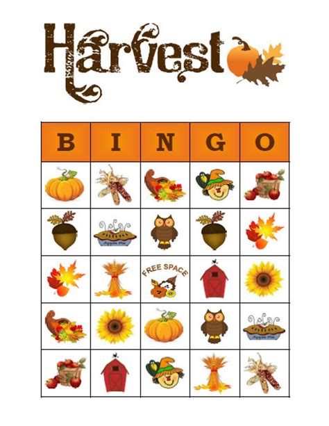 Harvest Fall Autumn Bingo 30 Printable Halloween Thanksgiving Party