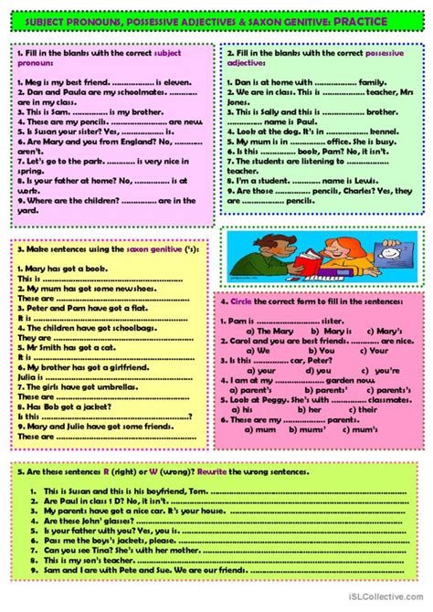 Subject Pronouns Possessive Adjecti English ESL Worksheets Pdf Doc