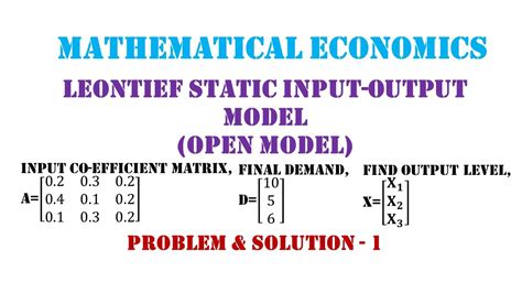 Leontief Input Output Model Problem And Solution 1 Youtube