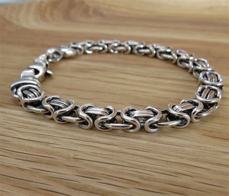 Mens Heavy Silver Chain Detail Bracelet By Hurleyburley Man