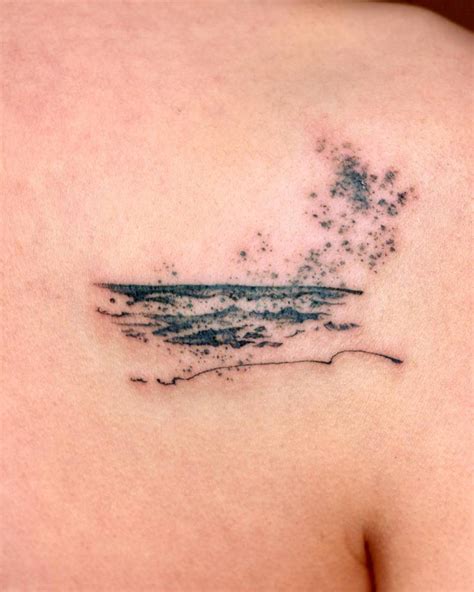 Abstract Wave Tattoo In Watercolor Style Located On The