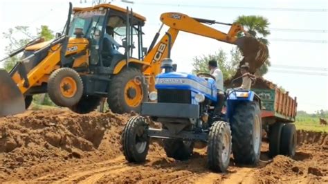 JCP And Tractor Videos JCB Stunt With Sonalika DI 50 Stuck Fully