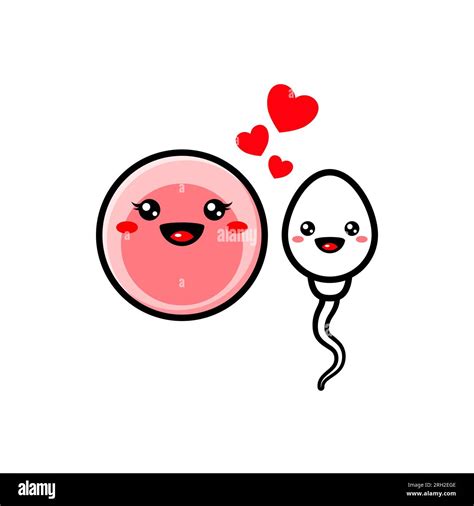 Cute Egg And Sperm Cartoon Character Premum Vector Stock Vector Image