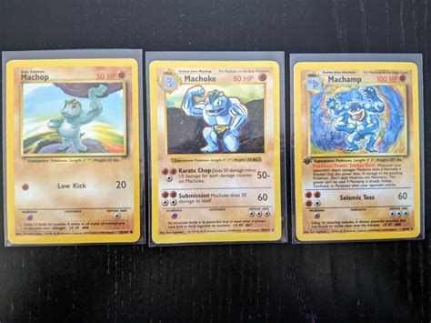 Pokemon Tcg Machop Machoke Shadowless Machamp St Edition Holo