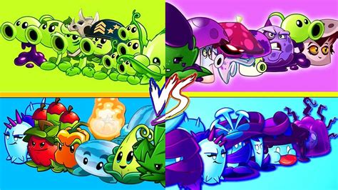 Team Pea Vs Shadow Vs Poison Vs Pult Who Will Win Pvz Team