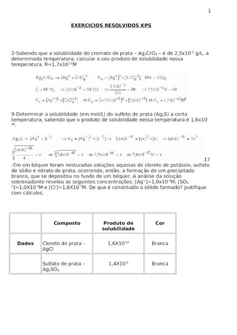 Doc Exercicios Resolvidos Solubilidade Dokumen Tips