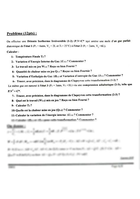 Solution Thermodynamique S Exercice Studypool