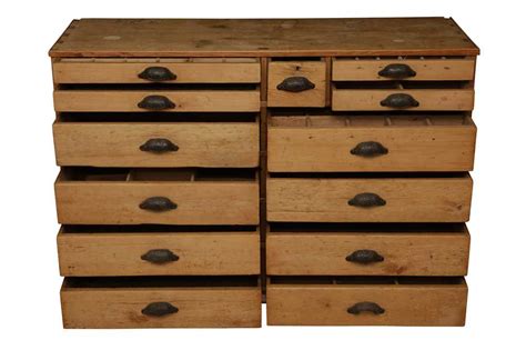 Lot 648 A Large Pine Printers Chest Of Drawers 19th