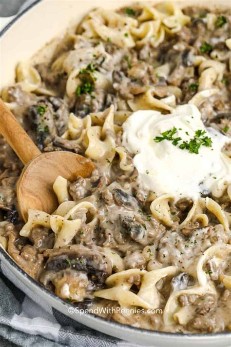 Easy Mushroom Stroganoff Budget Friendly Spend With Pennies Ground Beef Stroganoff