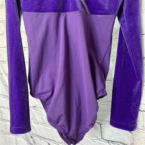 Danskin Now Costumes Danskin Now Purple Velvet Gymnastics Dance Leotard Girls Size Medium 78