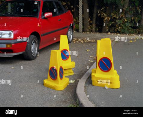 Car And Parking No Parking Cones Stock Photo Alamy