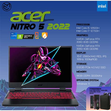 Acer Nitro 2022 Model Intel Edition RTX 3050 3060 165Hz 16GB RAM 512GB