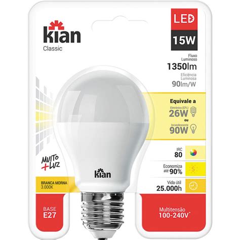 Lâmpada LED Kian 15W Branca Fria