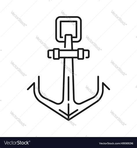 Navy Ship Marine Vessel Anchor Thin Line Icon Vector Image